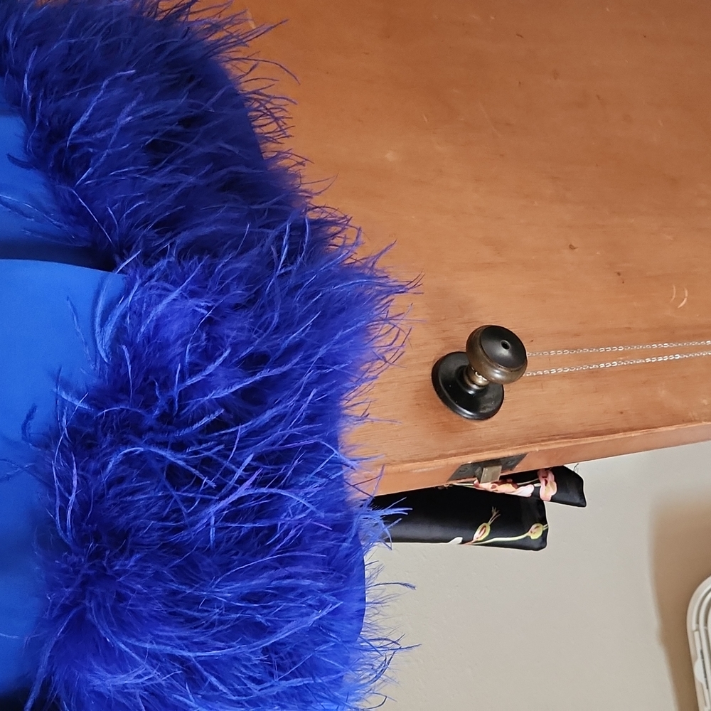 Delia feathered blazer dress. FASHION NOVA xl blue - Picture 2 of 6